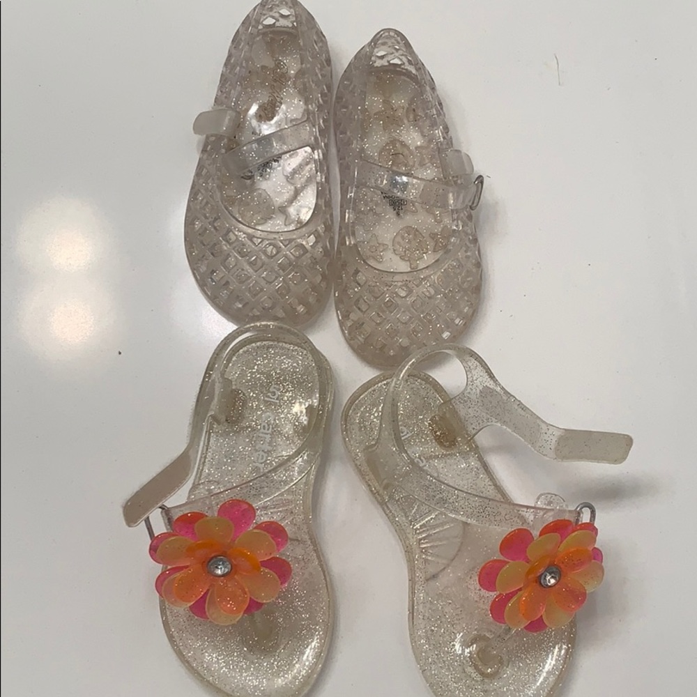 Clear silver baby girl jellies size 5